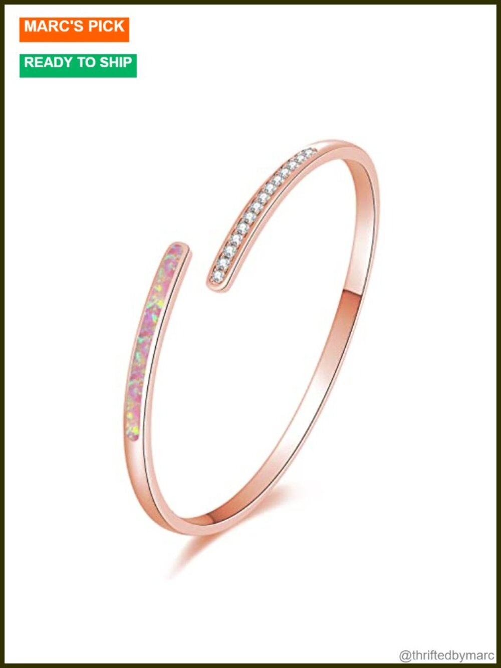 CiNily Women's Gold Plated Opal Cuff Bracelet Hypoallergenic Bangle